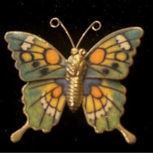 Vintage Multicolor Butterfly Brooch